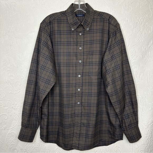 Burberry M Brown Black Nova Plaid Long Sleeve Button-Down Shirt - Picture 1 of 12